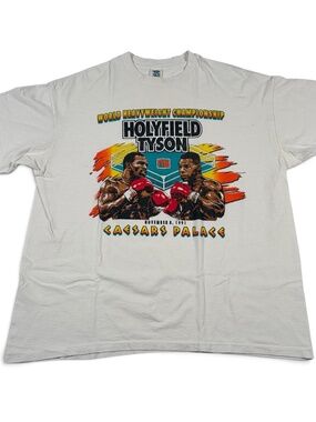Vintage 1991 Holyfield vs Tyson T Shirt Caesars Palace Boxing Match Tee TJC USA